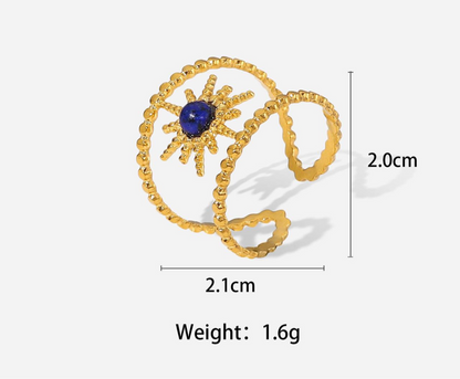 Enamel Star Rhinestone Ring - Adjustable